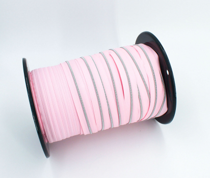 Endlosreißverschluss metallisiert schmal hellrosa/silber (1m)